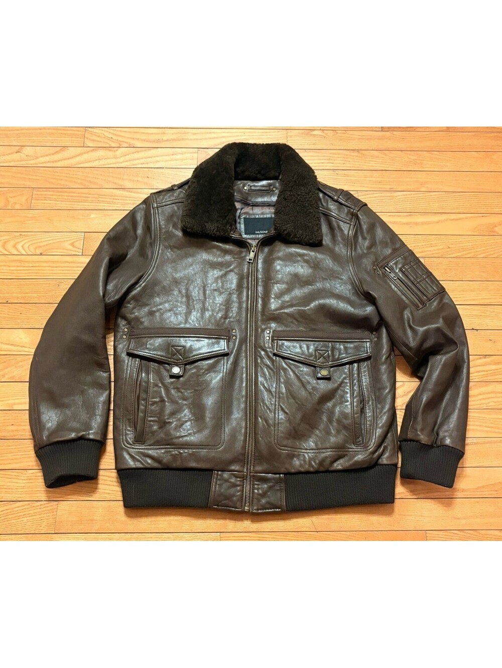 Vintage Wilsons Leather G III Brown Leather Bomber Jacket Sherpa Collar Men’s L